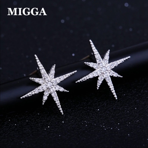 BRAND NEW high quality micro paved  star earrings - Picture 3 of 3